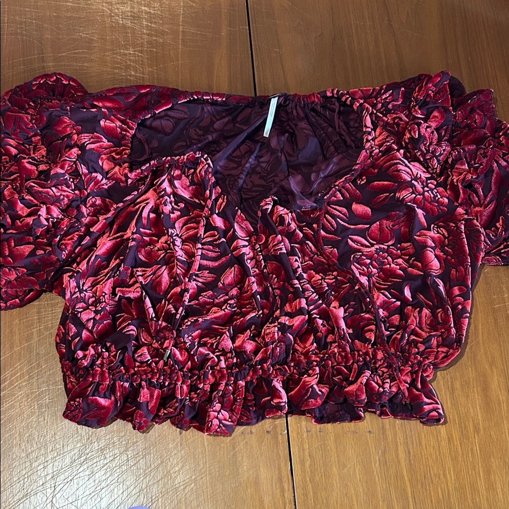Free People Red Velvet Top